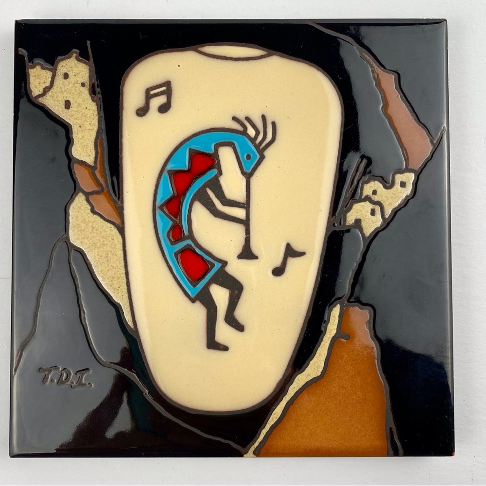 Teissedre Art Tile Kokopelli 6x6 In Coaster Trivet Decor Southwest Indigenous